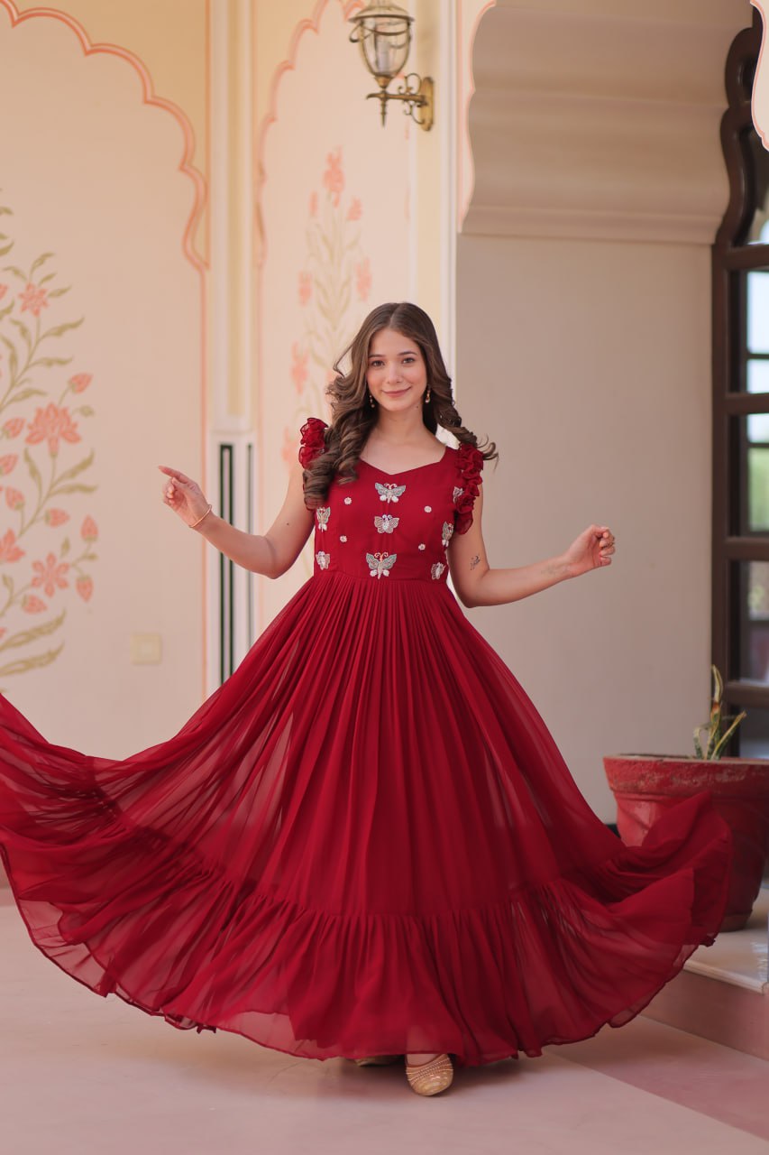 Premium Designer Embroidered Flared Gown