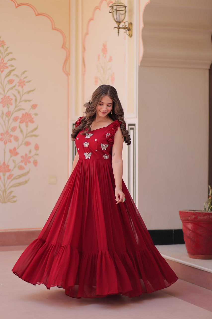 Premium Designer Embroidered Flared Gown