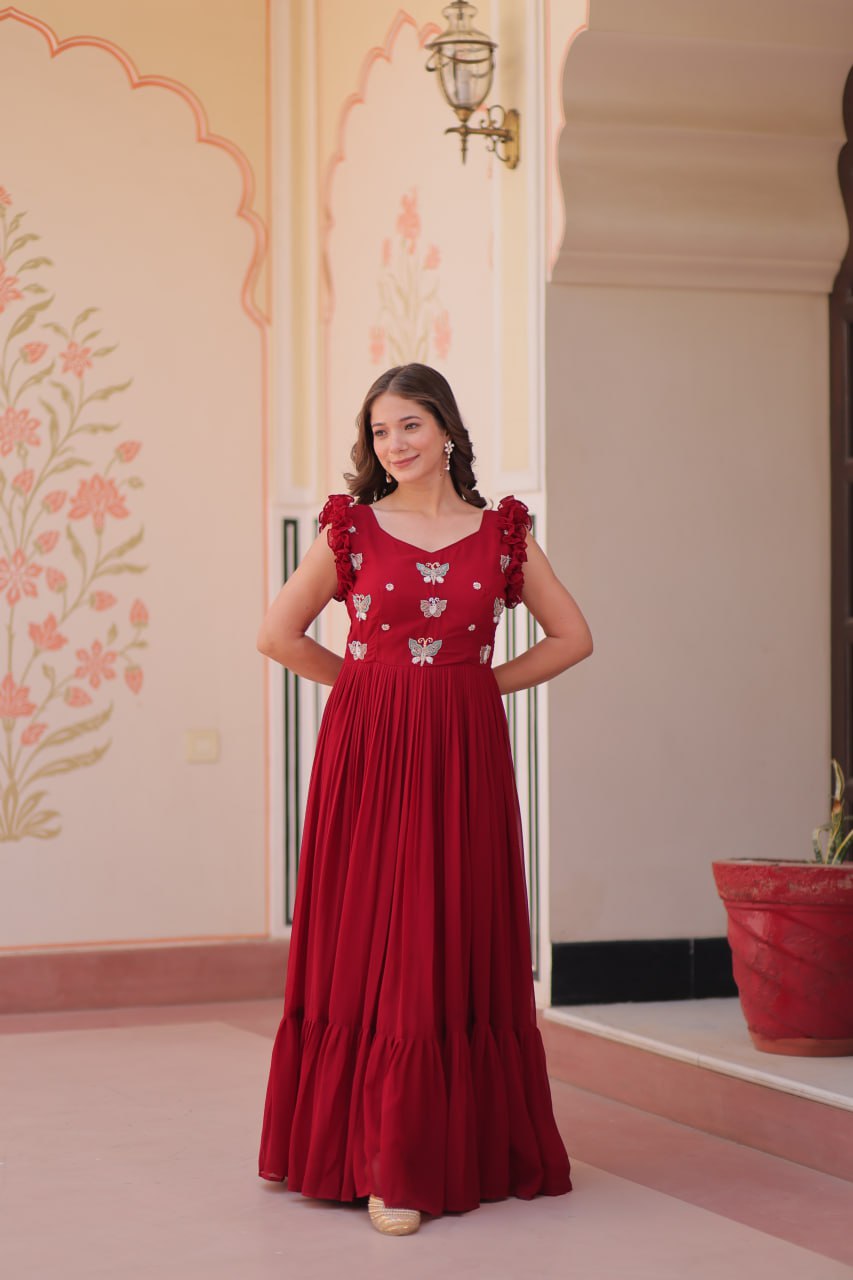 Premium Designer Embroidered Flared Gown