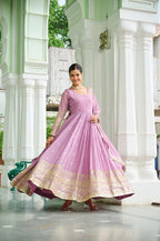 Designer Embroidered Faux Georgette Gown Dupatta Set