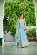 Designer Embroidered Faux Georgette Gown Dupatta Set