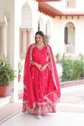 Premium Rani Vichitra Silk Gown with Dupatta for Women – Ethnic Party Wear