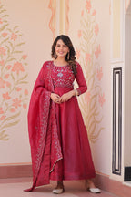 Gown with Dupatta for Women – Beads Embroidered Festive Ethnic Wear