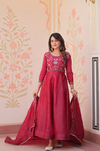 Gown with Dupatta for Women – Beads Embroidered Festive Ethnic Wear