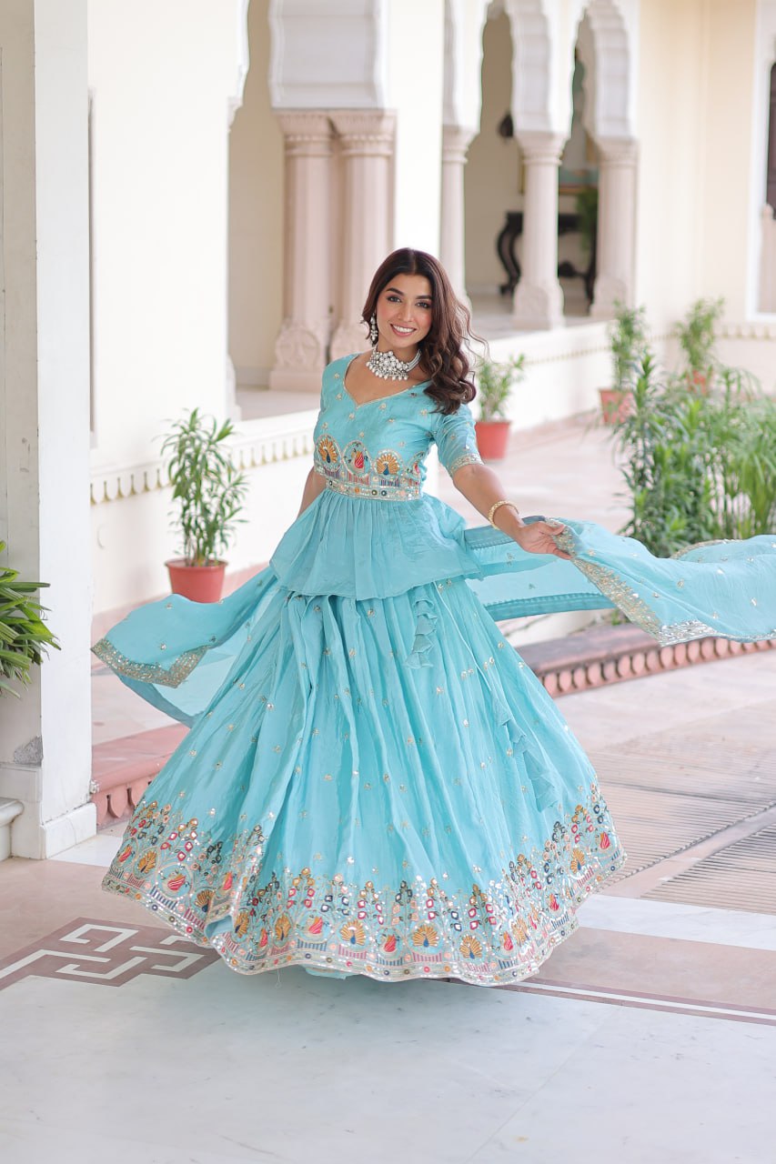 Premium Sequins Embroidered Readymade Lehenga Choli Set