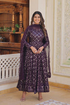 Festive Wear Sequins Embroidered Gown with Dupatta