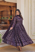 Festive Wear Sequins Embroidered Gown with Dupatta