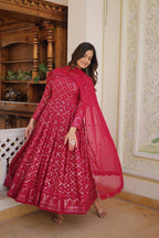 Festive Wear Sequins Embroidered Gown with Dupatta