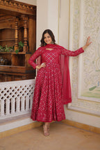 Festive Wear Sequins Embroidered Gown with Dupatta