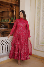 Festive Wear Sequins Embroidered Gown with Dupatta