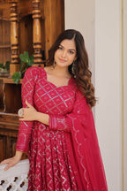 Festive Wear Sequins Embroidered Gown with Dupatta