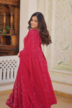 Festive Wear Sequins Embroidered Gown with Dupatta