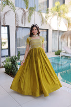 Premium Sequins Zari Embroidered Party Wear Gown
