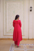 Premium Mal Chanderi Embroidered Kurti with Pant Set