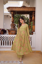 Premium Mal Chanderi Embroidered Kurti with Pant Set
