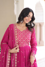 Premium Faux Georgette Gown with Dupatta for Women – Ethnic Party Wear Gown