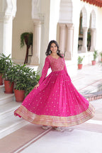 Premium Faux Georgette Gown with Dupatta for Women – Ethnic Party Wear Gown