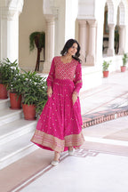 Premium Faux Georgette Gown with Dupatta for Women – Ethnic Party Wear Gown