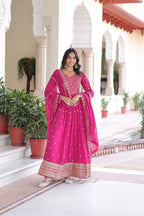 Premium Faux Georgette Gown with Dupatta for Women – Ethnic Party Wear Gown