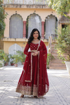 Premium Designer Embroidered Gown with Dupatta Set