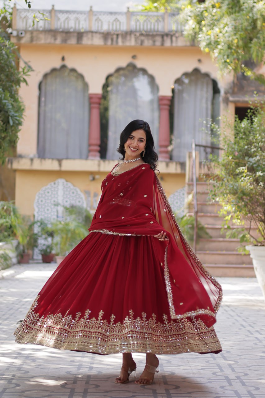 Premium Designer Embroidered Gown with Dupatta Set