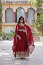 Premium Designer Embroidered Gown with Dupatta Set