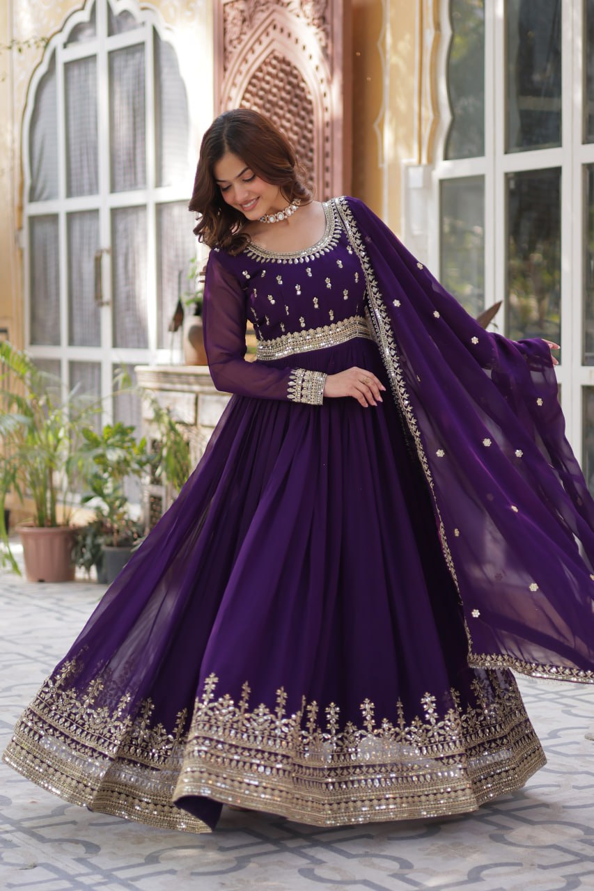 Premium Designer Embroidered Gown with Dupatta Set