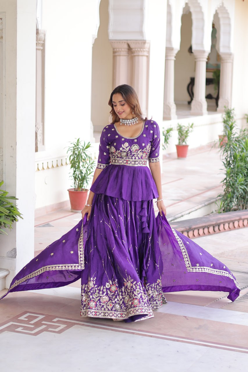 Premium Sequins Embroidered Readymade Lehenga Choli Set