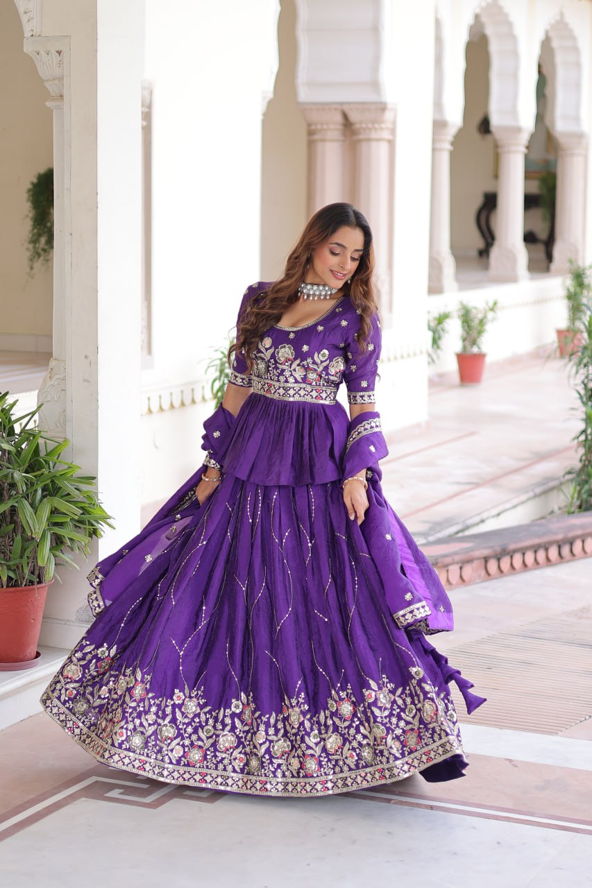 Premium Sequins Embroidered Readymade Lehenga Choli Set