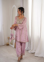 Premium Mirror Embroidered Kurti Pant Set with Batwa | Party Wear Outfit