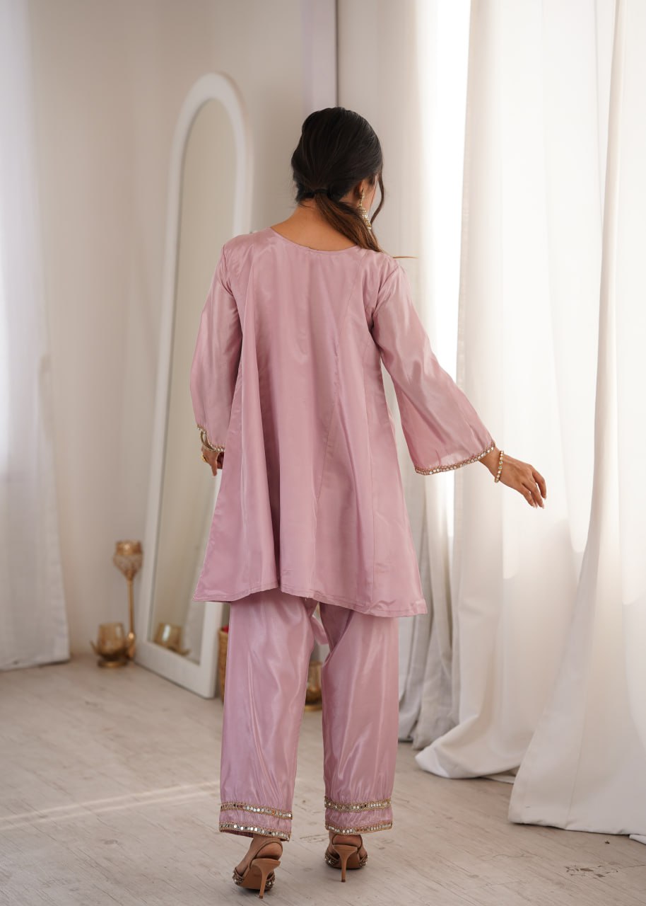 Premium Mirror Embroidered Kurti Pant Set with Batwa | Party Wear Outfit