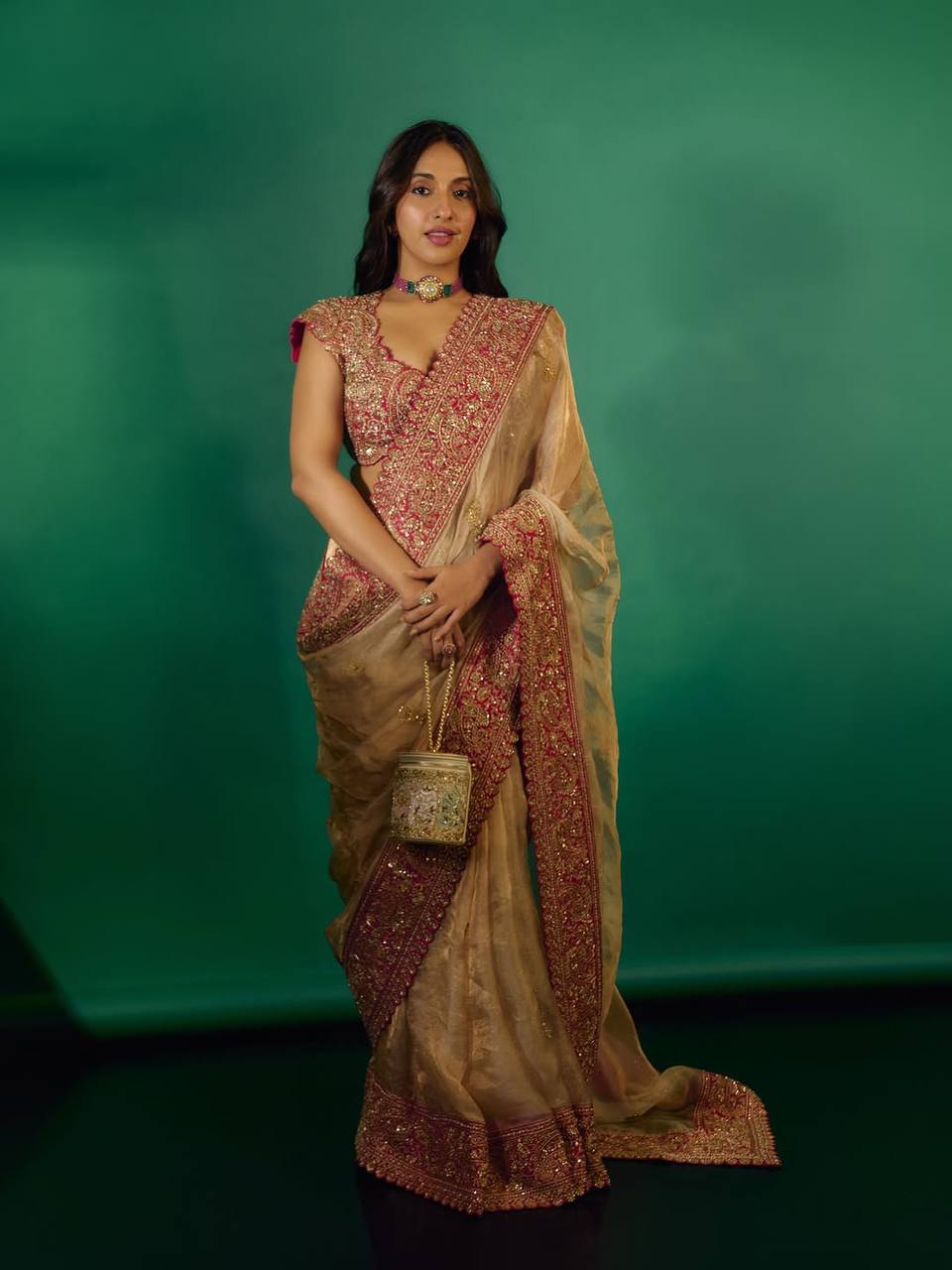 Designer Off White Organza Sequence Work Saree Wedding Wear