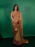 Designer Off White Organza Sequence Work Saree Wedding Wear