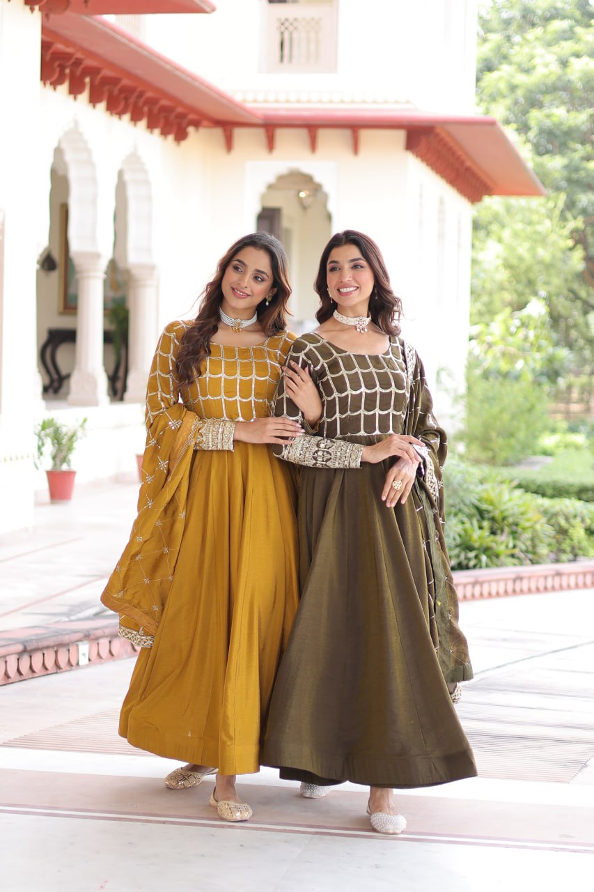 Premium Sequins Embroidered Gown Dupatta Set