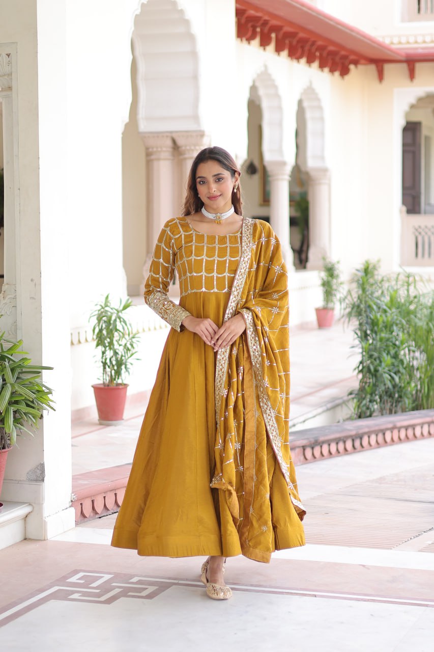 Premium Sequins Embroidered Gown Dupatta Set