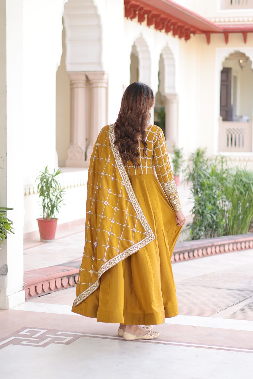 Premium Sequins Embroidered Gown Dupatta Set