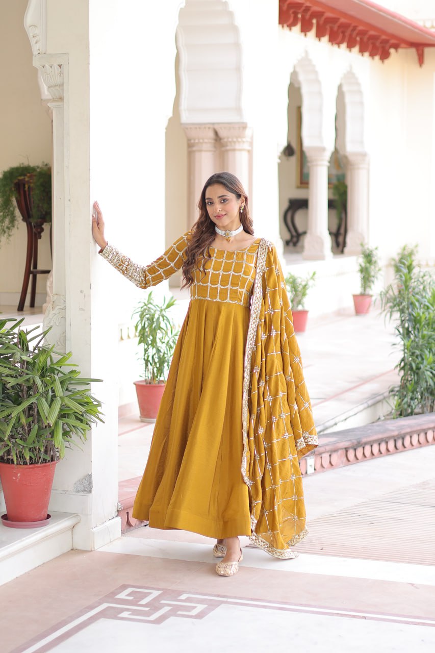 Premium Sequins Embroidered Gown Dupatta Set