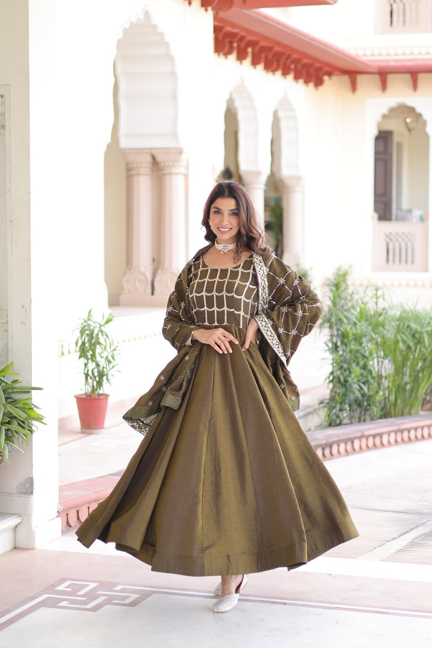 Premium Sequins Embroidered Gown Dupatta Set