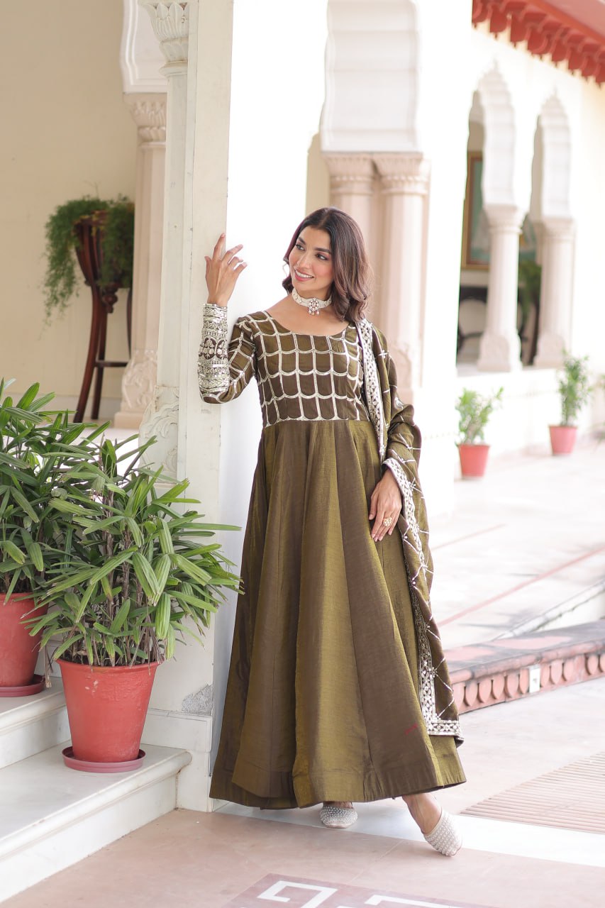 Premium Sequins Embroidered Gown Dupatta Set