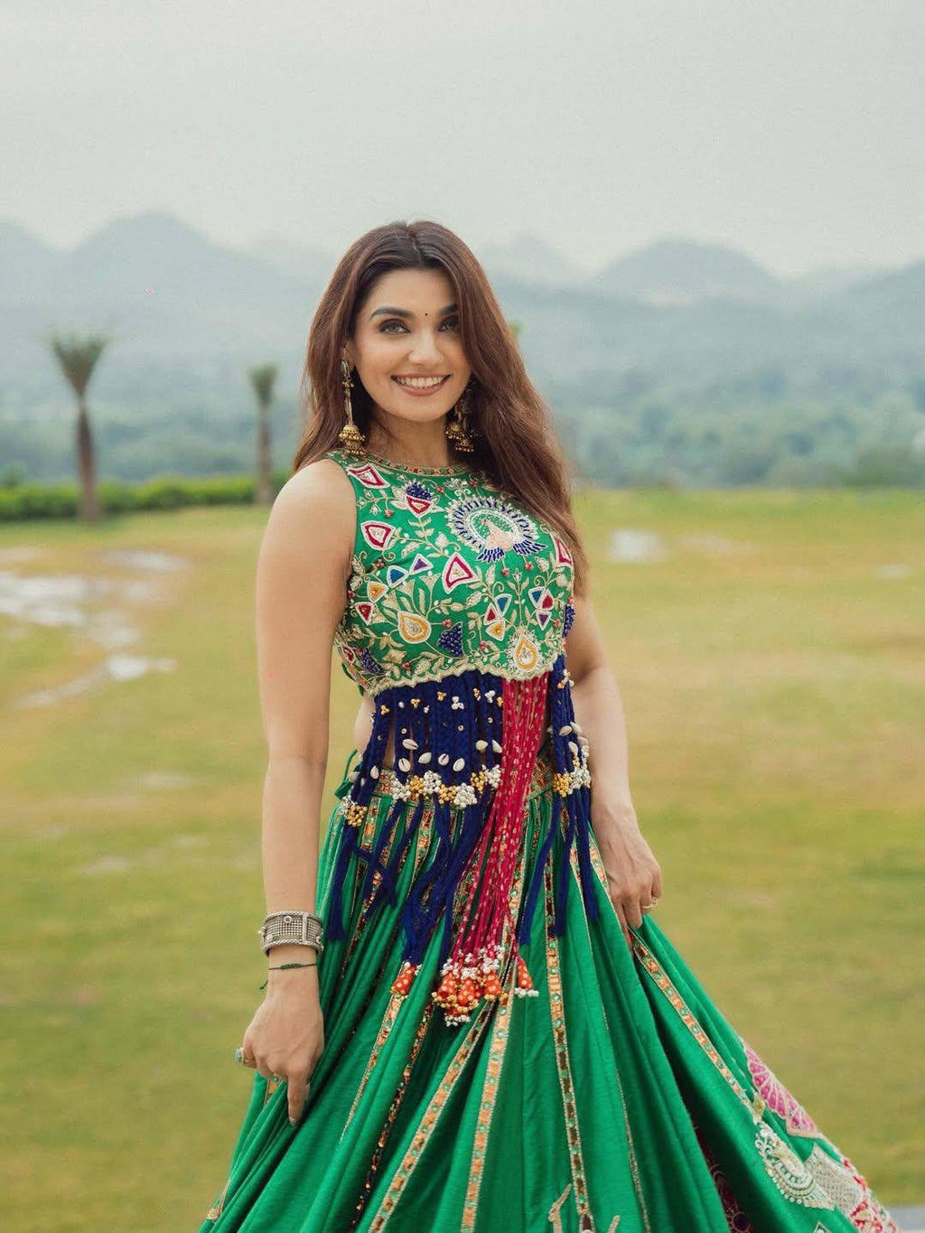 Navratri Special Green Lehenga Choli