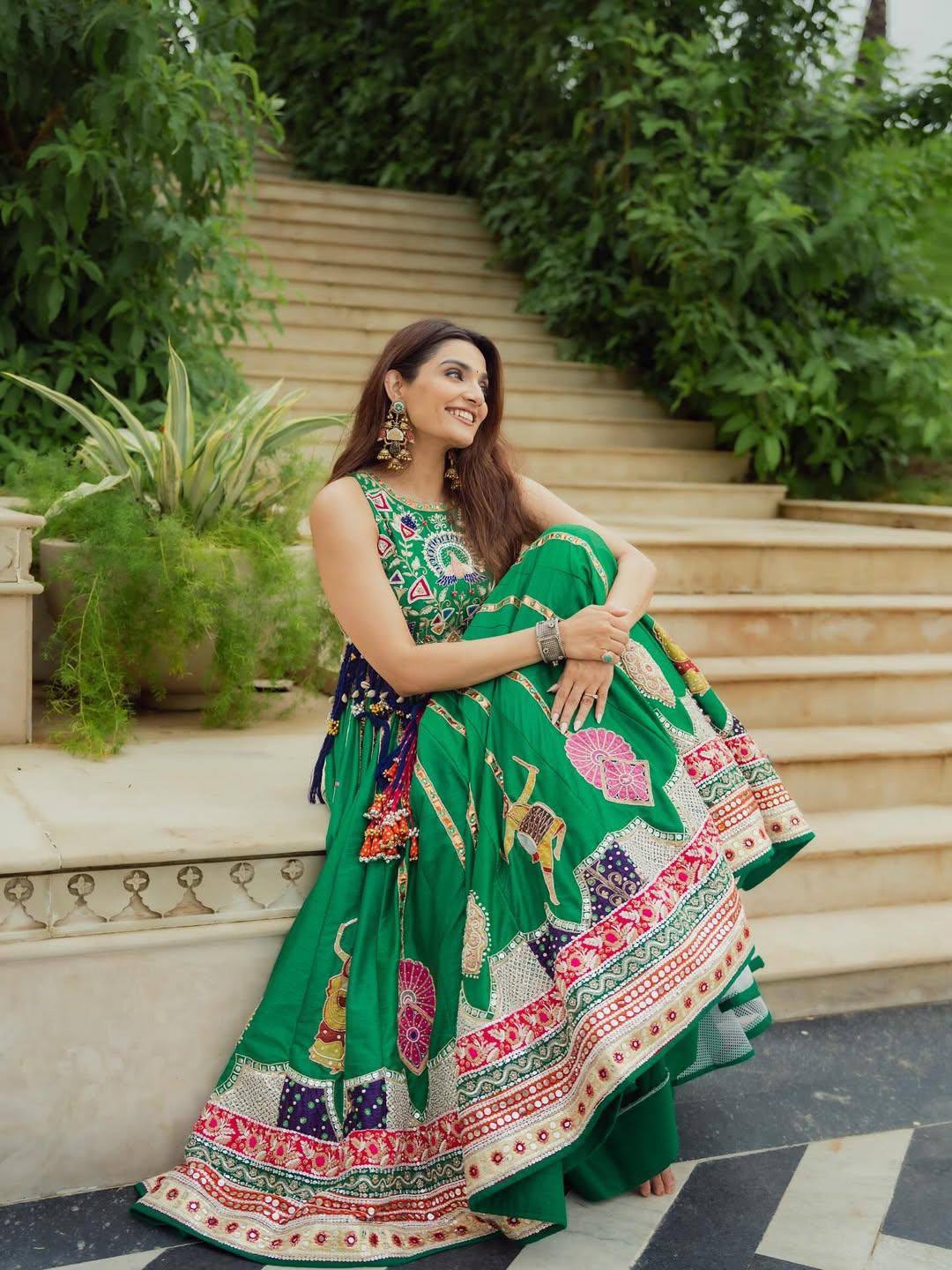 Navratri Special Green Lehenga Choli