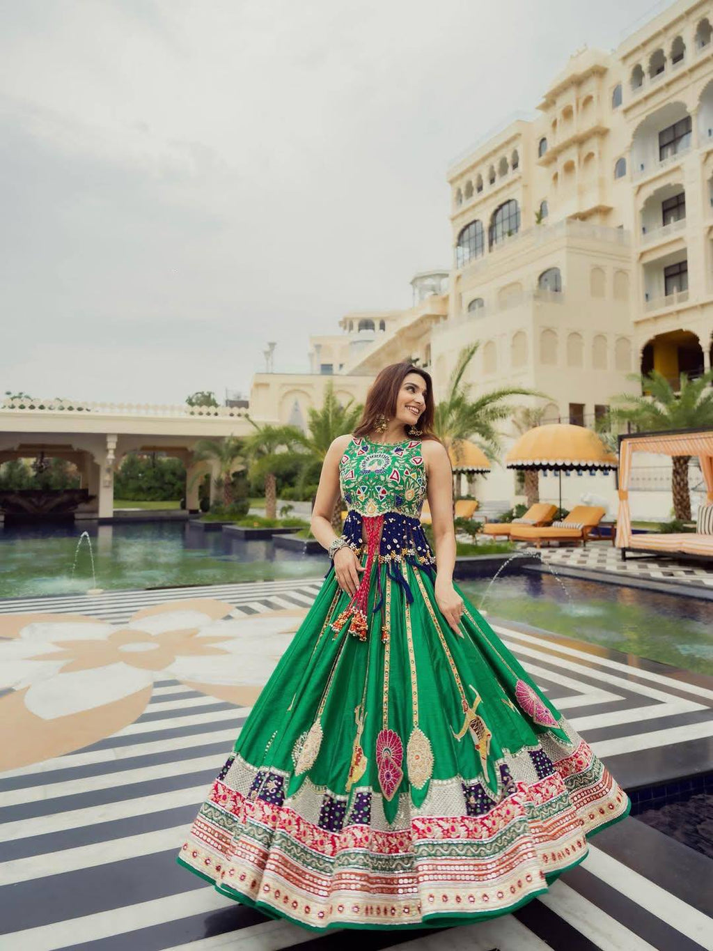 Navratri Special Green Lehenga Choli