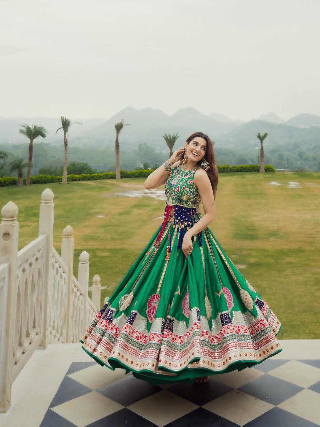 Navratri Special Green Lehenga Choli