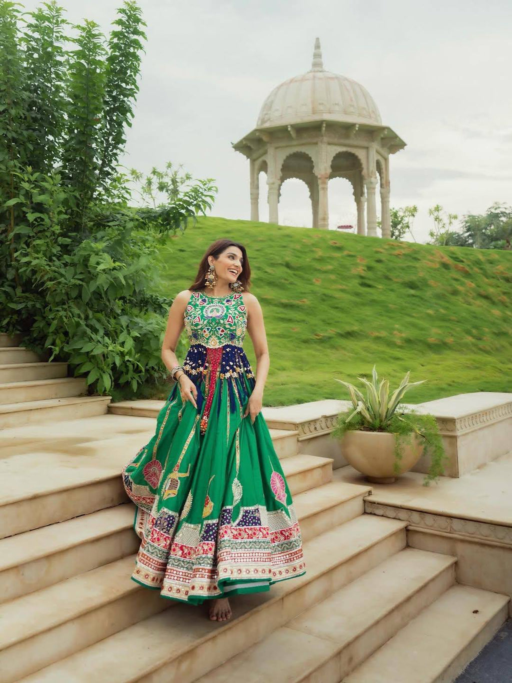 Navratri Special Green Lehenga Choli