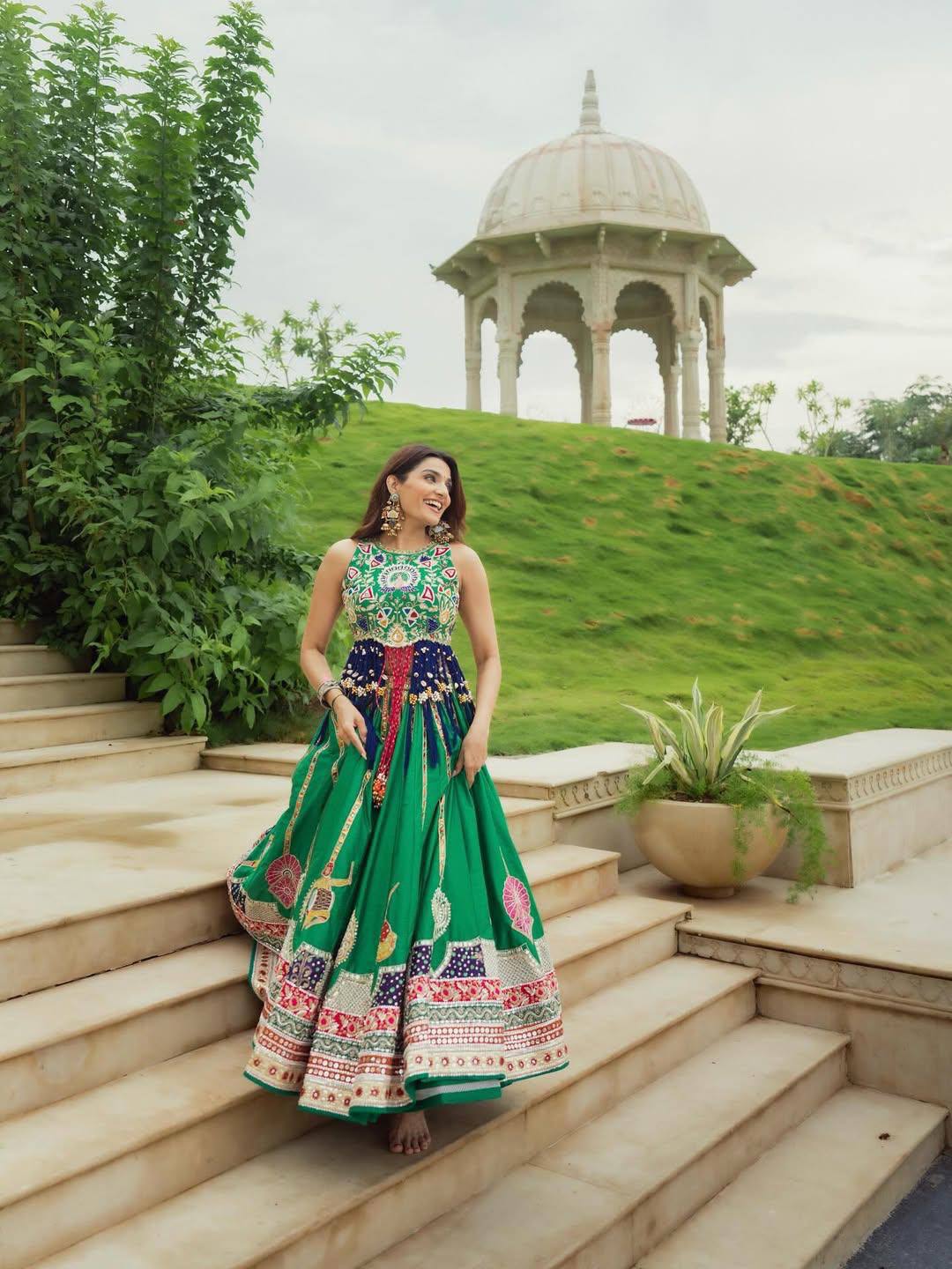 Navratri Special Green Lehenga Choli