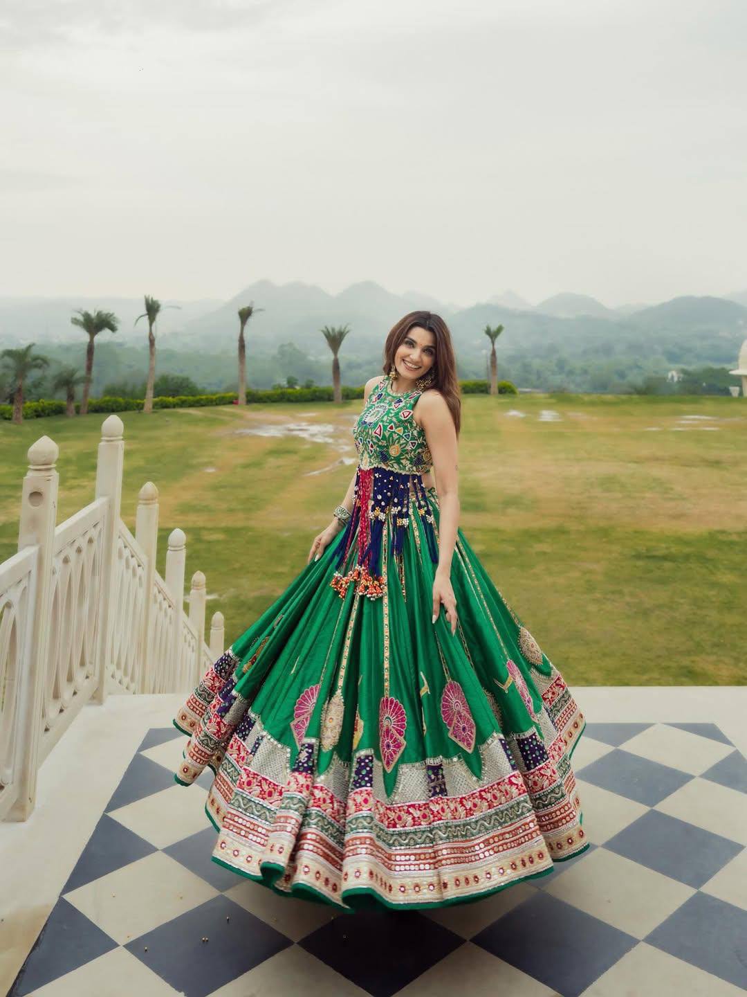 Navratri Special Green Lehenga Choli