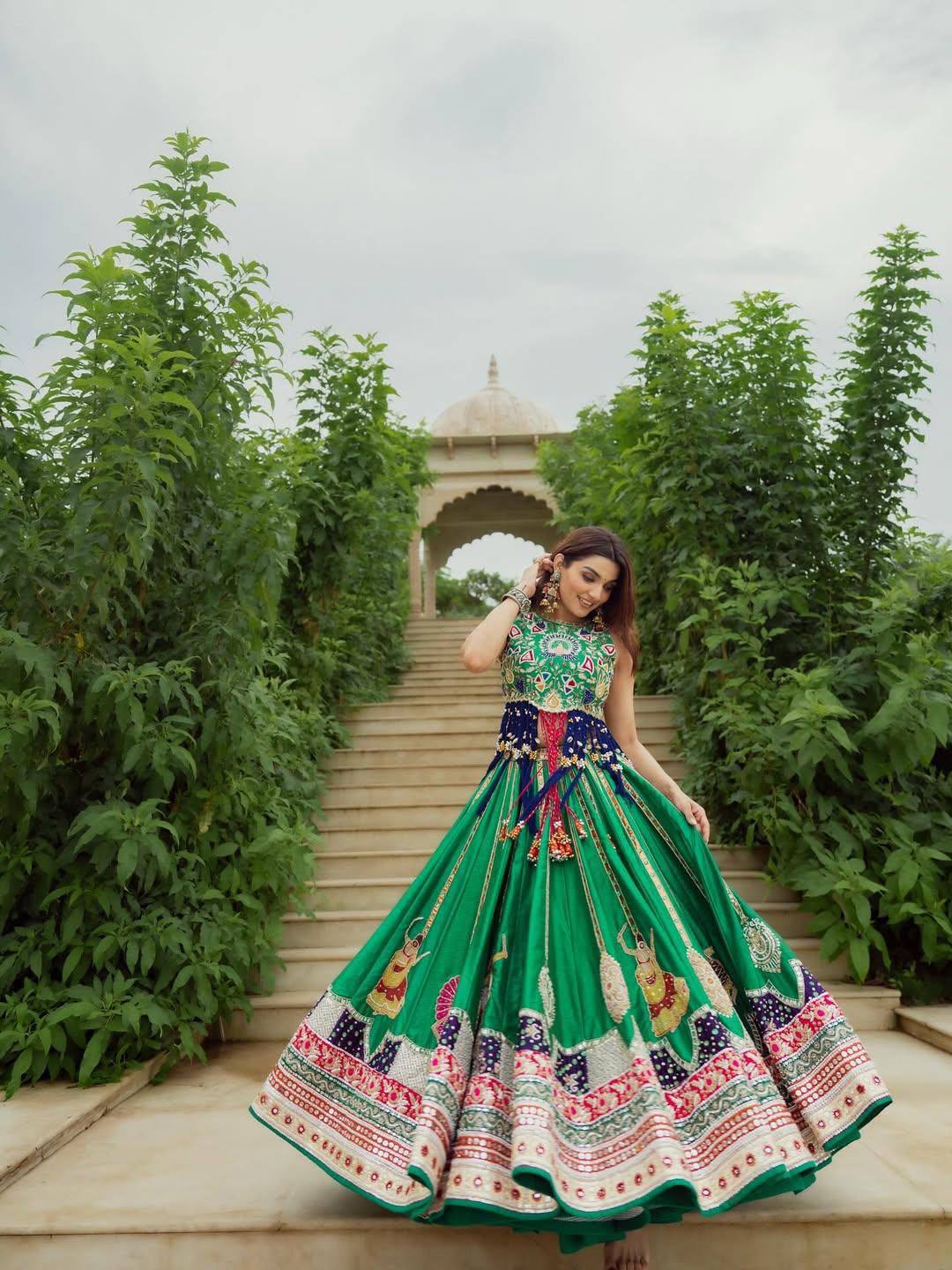 Navratri Special Green Lehenga Choli