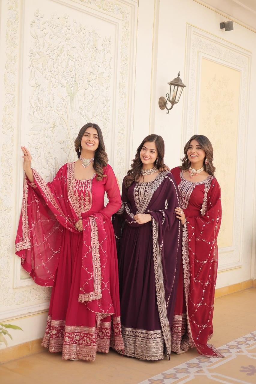 Premium Embroidered Gown with Dupatta | Traditional Outfit