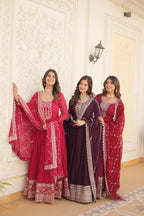Premium Embroidered Gown with Dupatta | Traditional Outfit