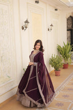 Premium Embroidered Gown with Dupatta | Traditional Outfit